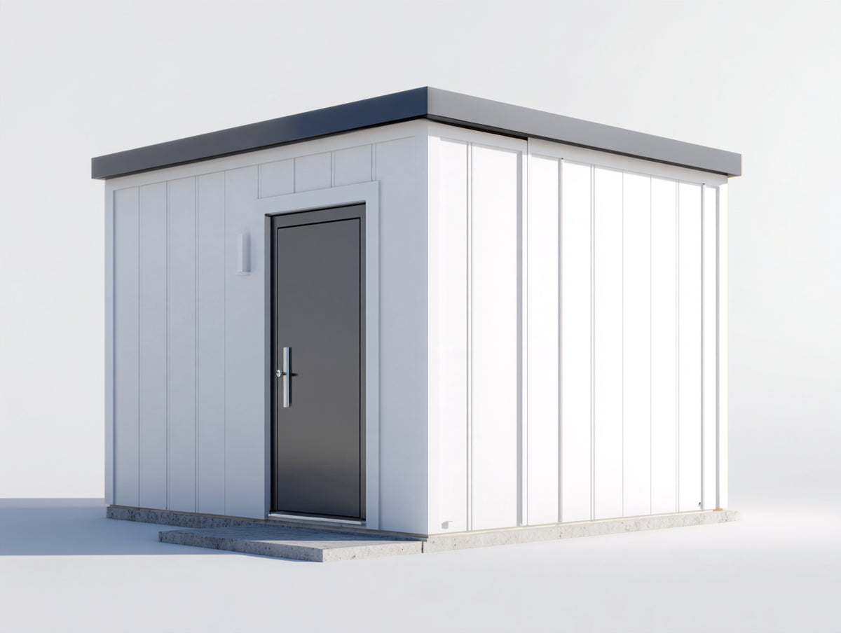 Casetta da giardino-Acciaio-300x250x230 cm-Bianco-Grigio-Stile moderno