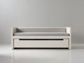 Divano letto - Legno-Tessuto - 201x93x86 cm - Bianco-Grigio chiaro - Stile minimalista