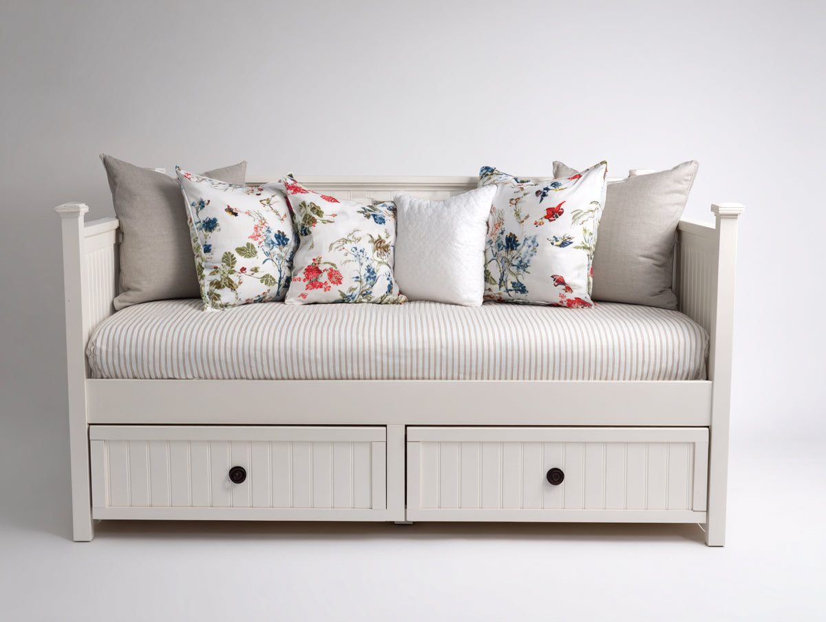 Divano letto - Legno - 203x96x102 cm - Bianco - Stile cottage