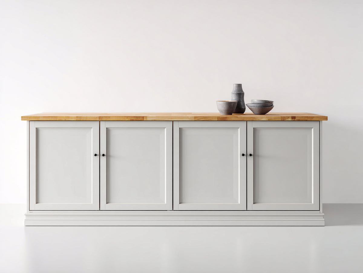 Credenza - Legno - 172x45x89 cm - Bianco-Marrone - Stile classico