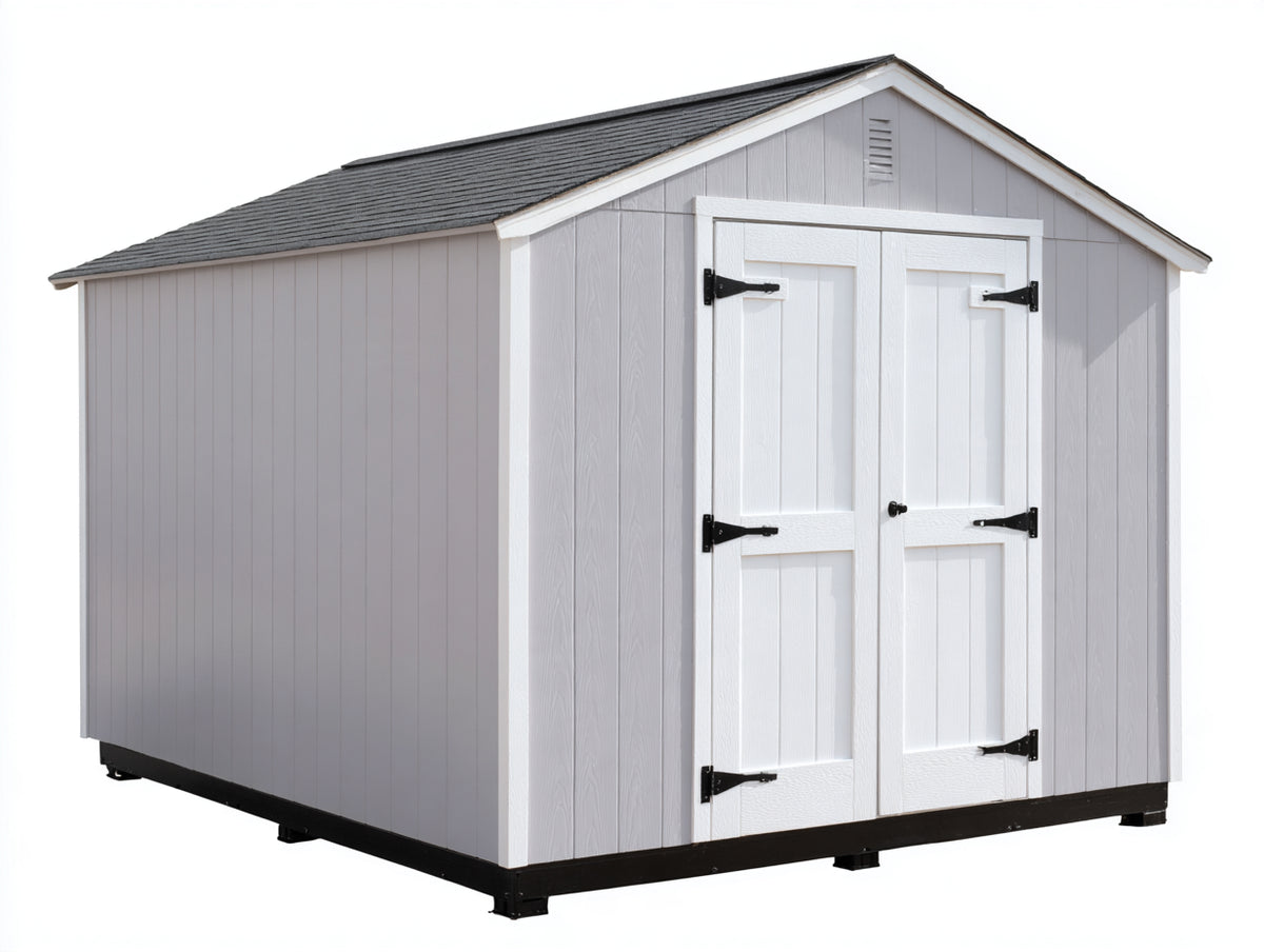 Casetta da giardino-Legno-320x240x220 cm-Bianco-Grigio-Stile moderno