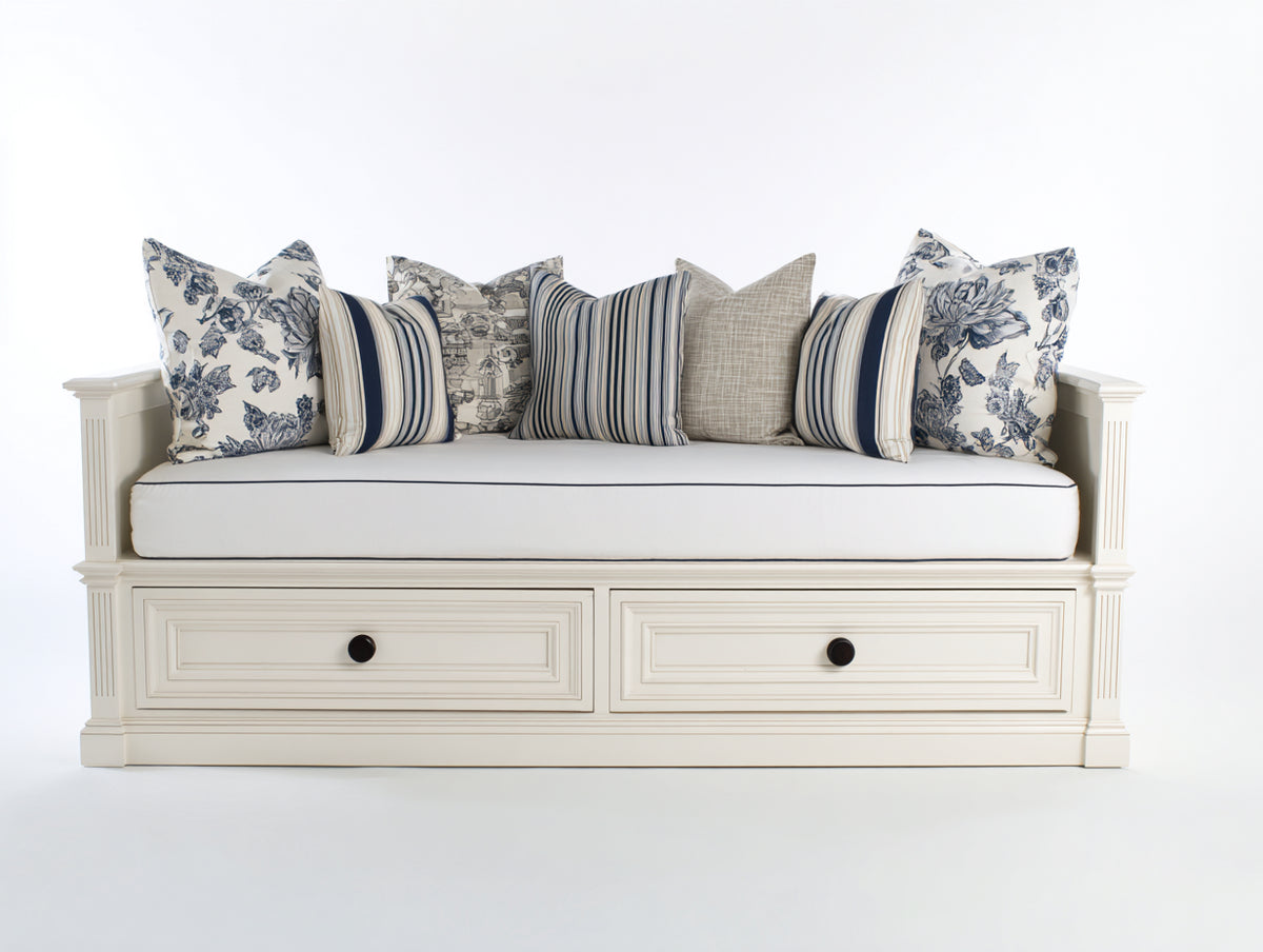 Divano letto - Legno - 206x96x101 cm - Bianco avorio - Stile classico