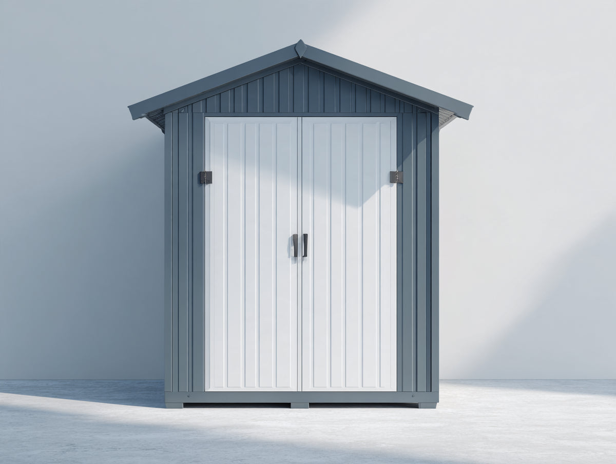 Casetta da giardino-Plastica-220x160x200 cm-Grigio-Bianco-Stile moderno