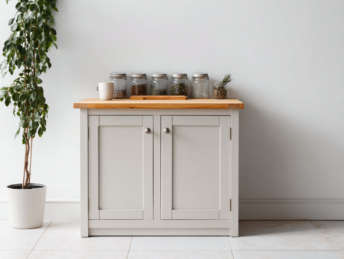 Credenza - Legno - 96x43x87 cm - Bianco-Marrone - Stile rustico moderno