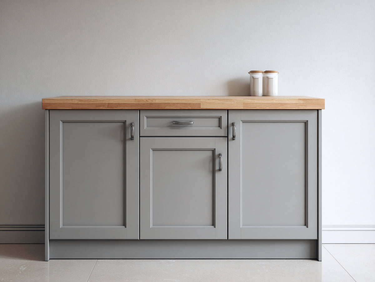 Credenza - Legno - 142x47x91 cm - Grigio-Marrone - Stile classico contemporaneo