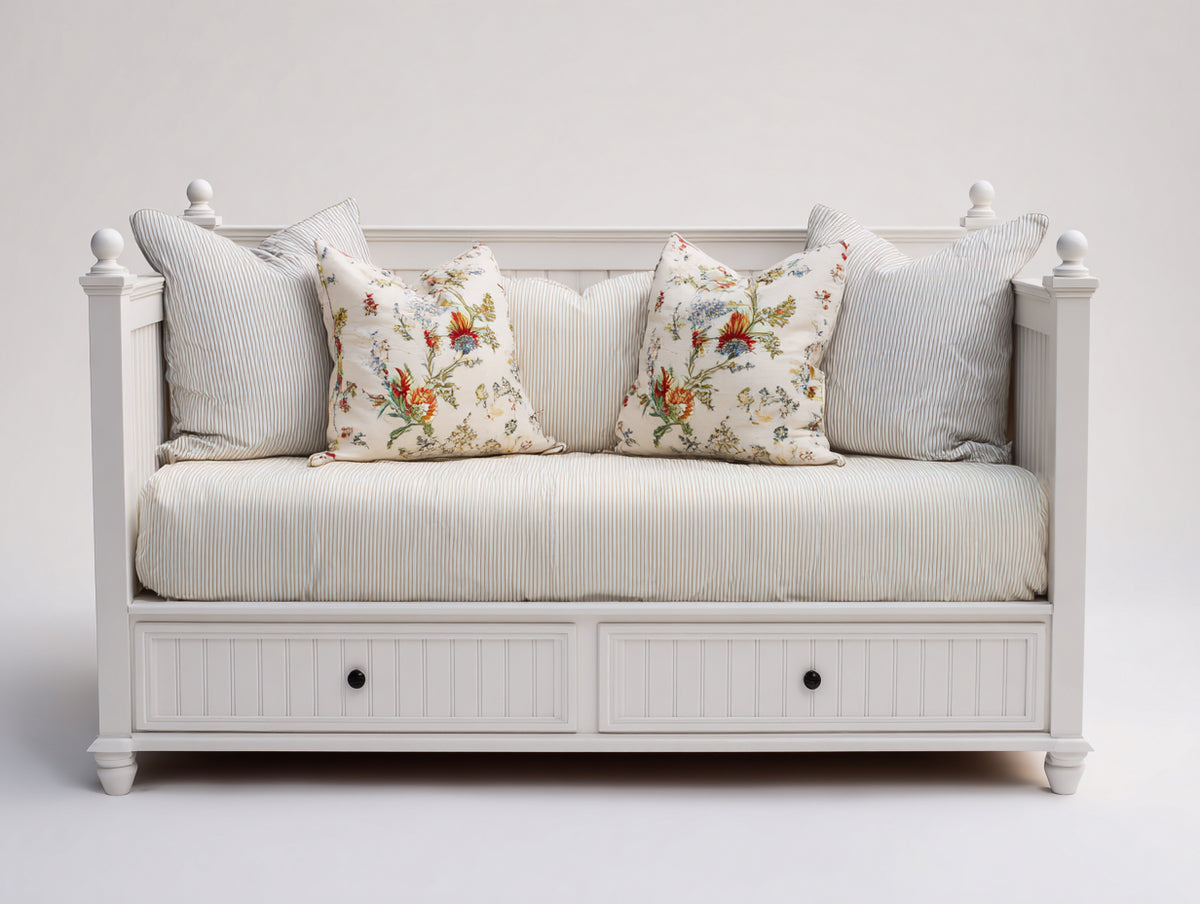 Divano letto - Legno - 208x97x108 cm - Bianco - Stile country