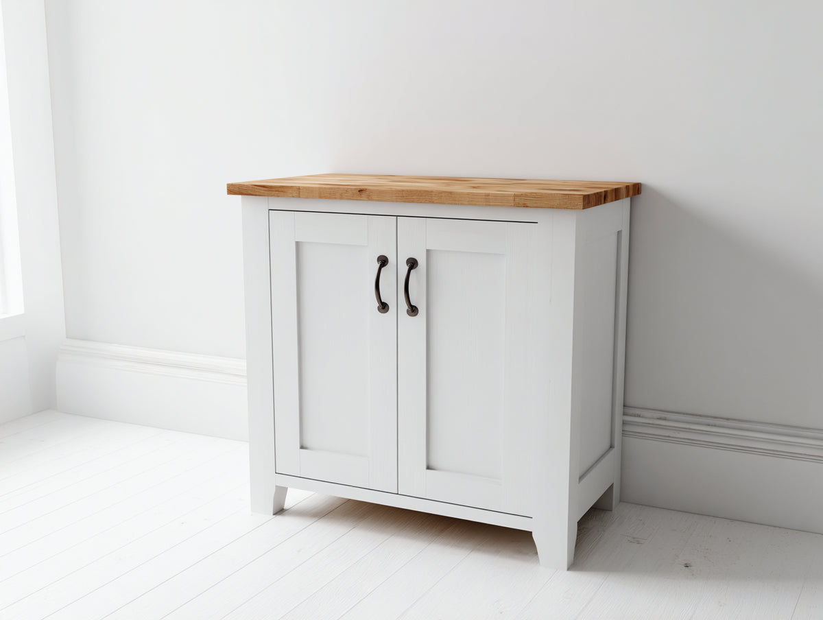 Credenza - Legno - 86x43x84 cm - Bianco-Marrone - Stile farmhouse