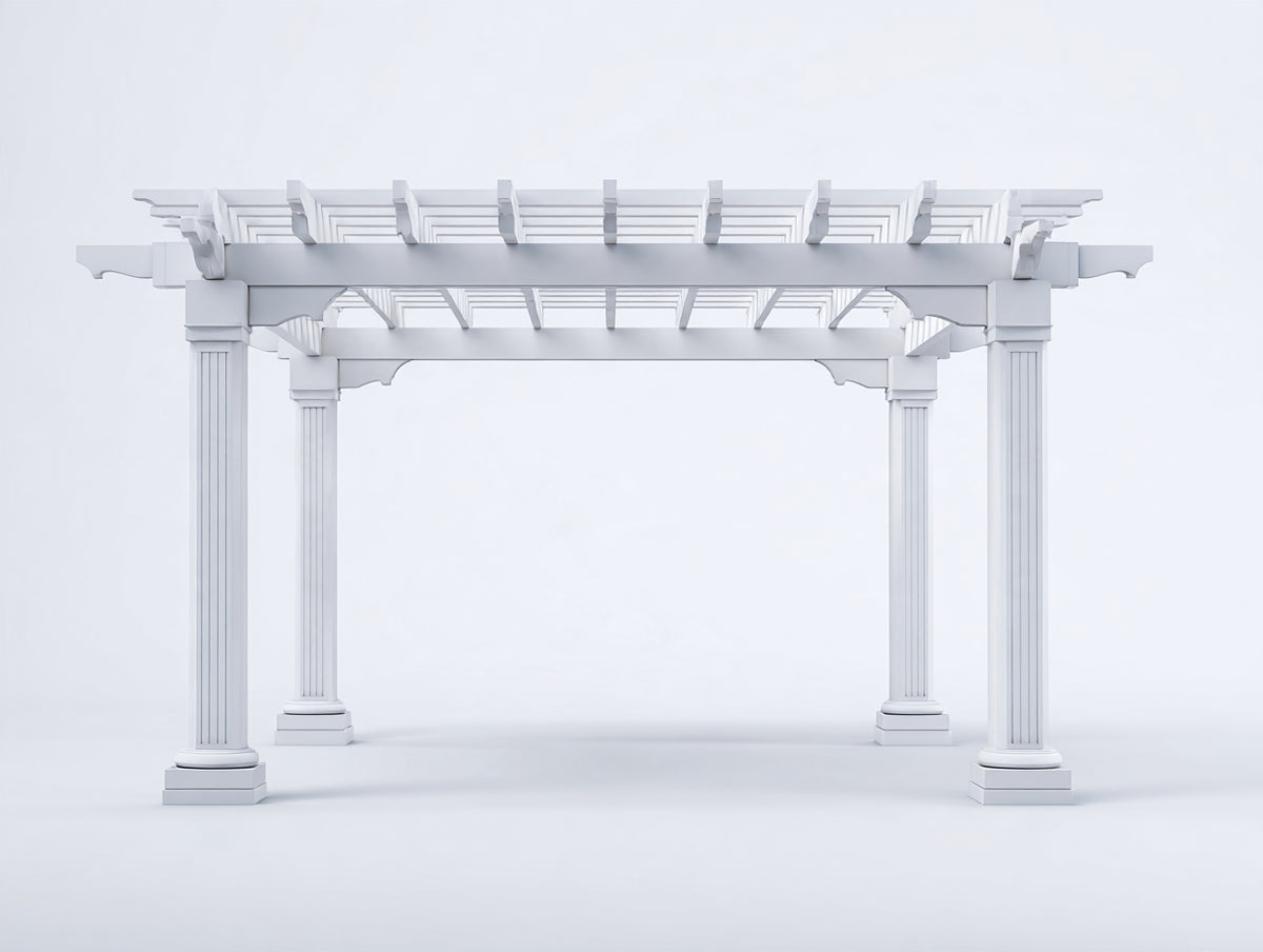 Pergola da giardino-Vinile-400x300x250 cm-Bianco-Stile classico elegante