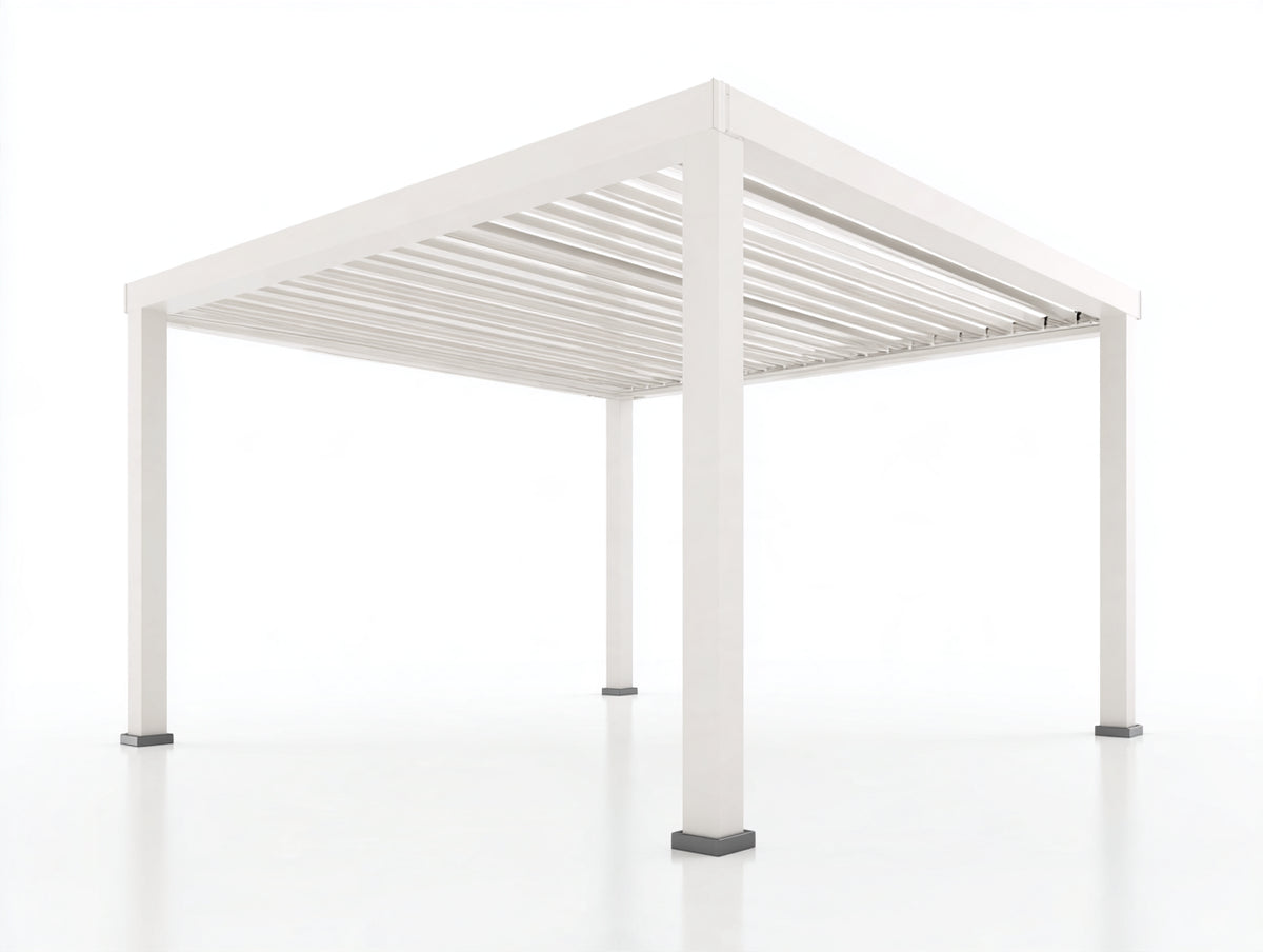 Pergola da giardino-Alluminio-400x300x250 cm-Bianco-Stile moderno minimalista con tetto a lamelle