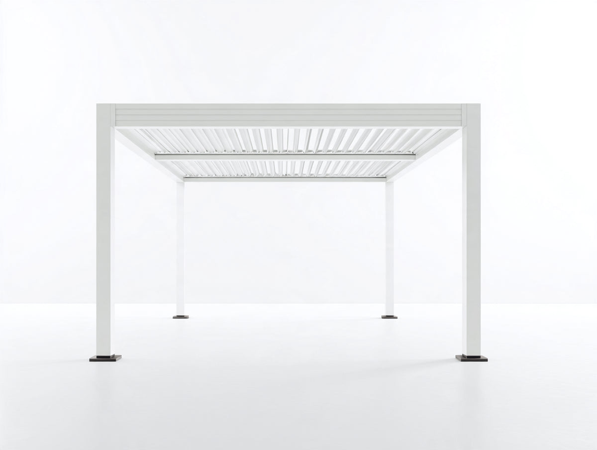 Pergola da giardino-Alluminio-400x300x250 cm-Bianco-Stile moderno con tetto a lamelle