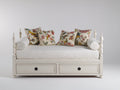 Divano letto - Legno - 208x97x109 cm - Bianco crema - Stile provenzale