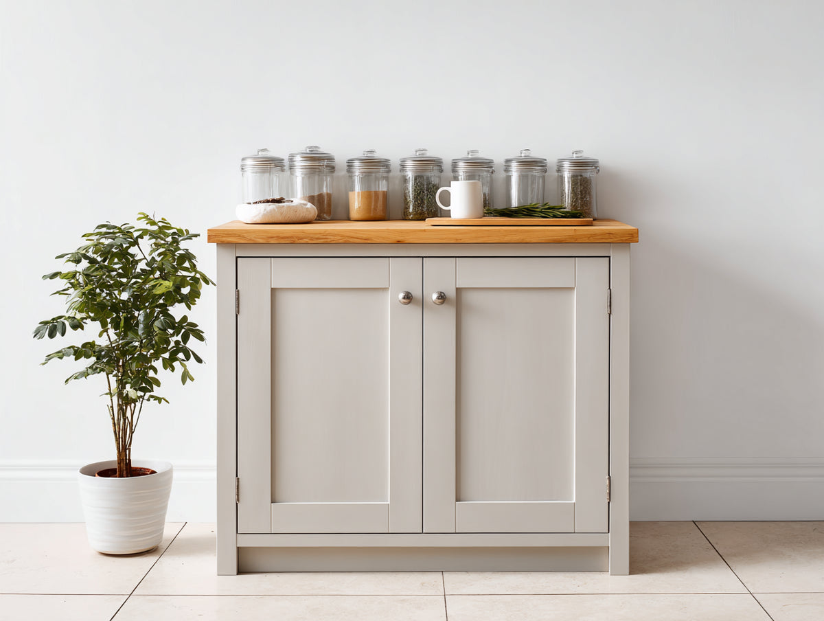 Credenza - Legno - 102x45x91 cm - Bianco-Marrone - Stile country moderno
