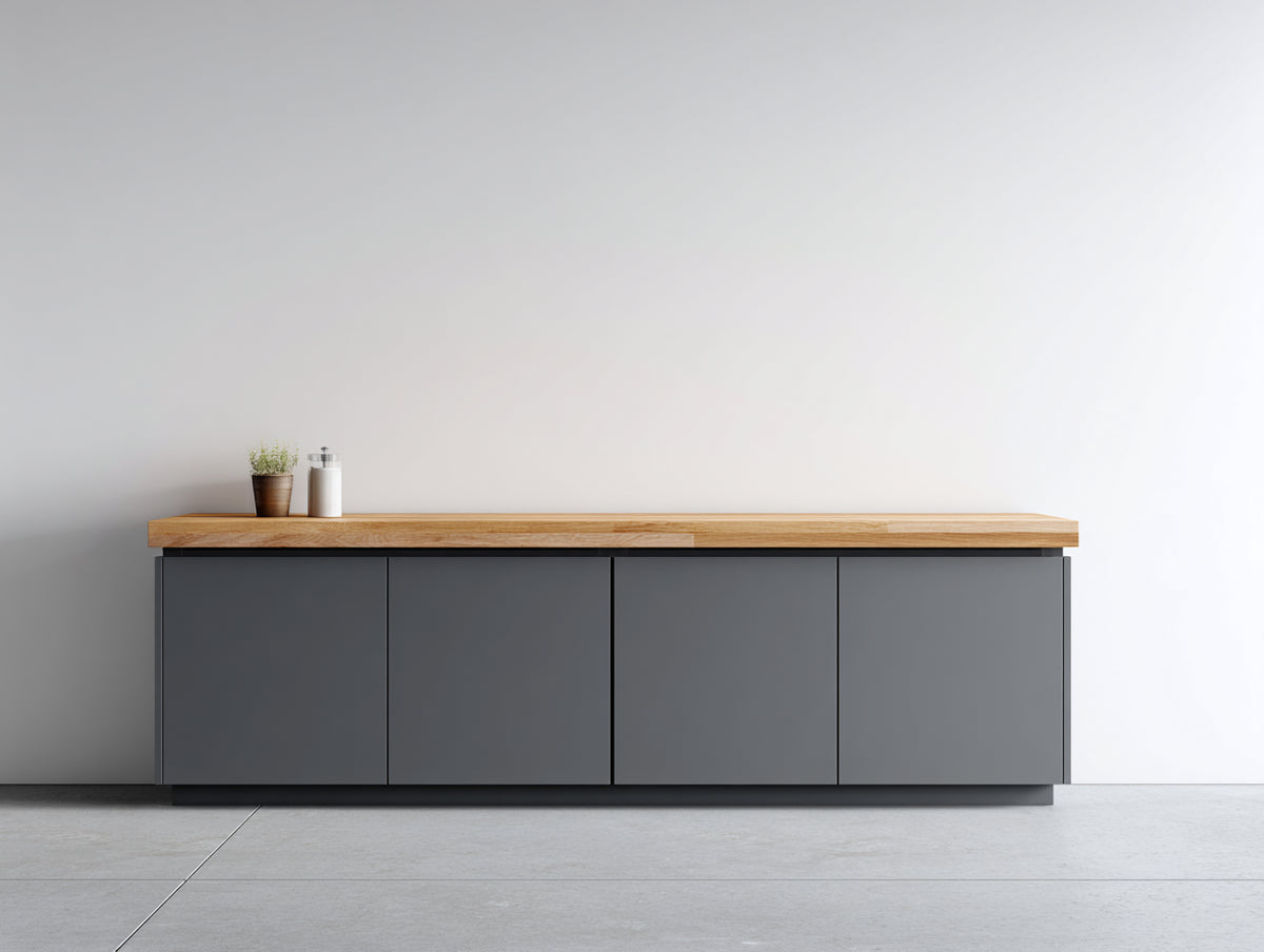 Credenza - Legno - 184x45x82 cm - Grigio scuro-Marrone - Stile minimalista