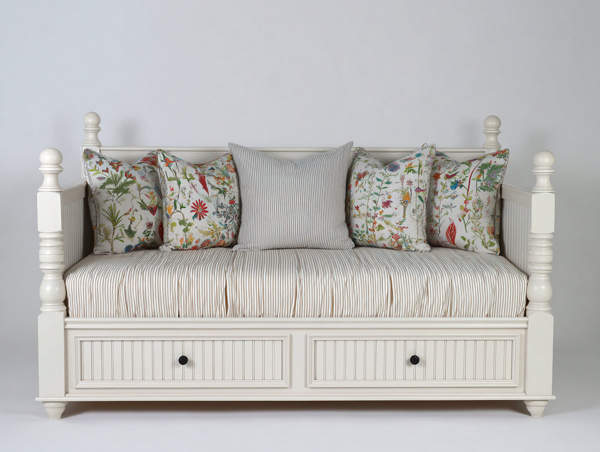 Divano letto - Legno - 206x94x106 cm - Bianco - Stile country