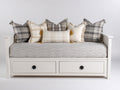 Divano letto - Legno - 205x96x100 cm - Bianco panna - Stile country