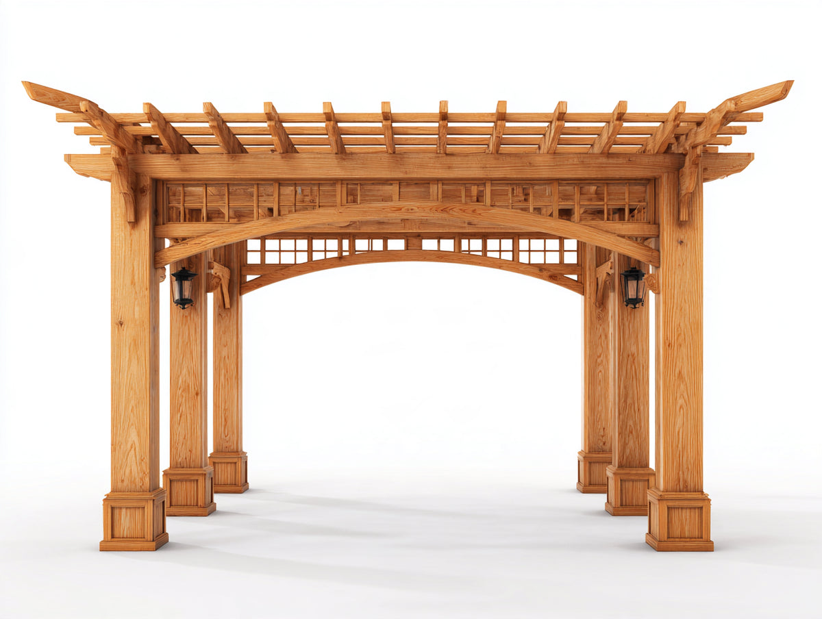 Pergola da giardino-Legno-350x300x250 cm-Marrone-Stile classico decorativo