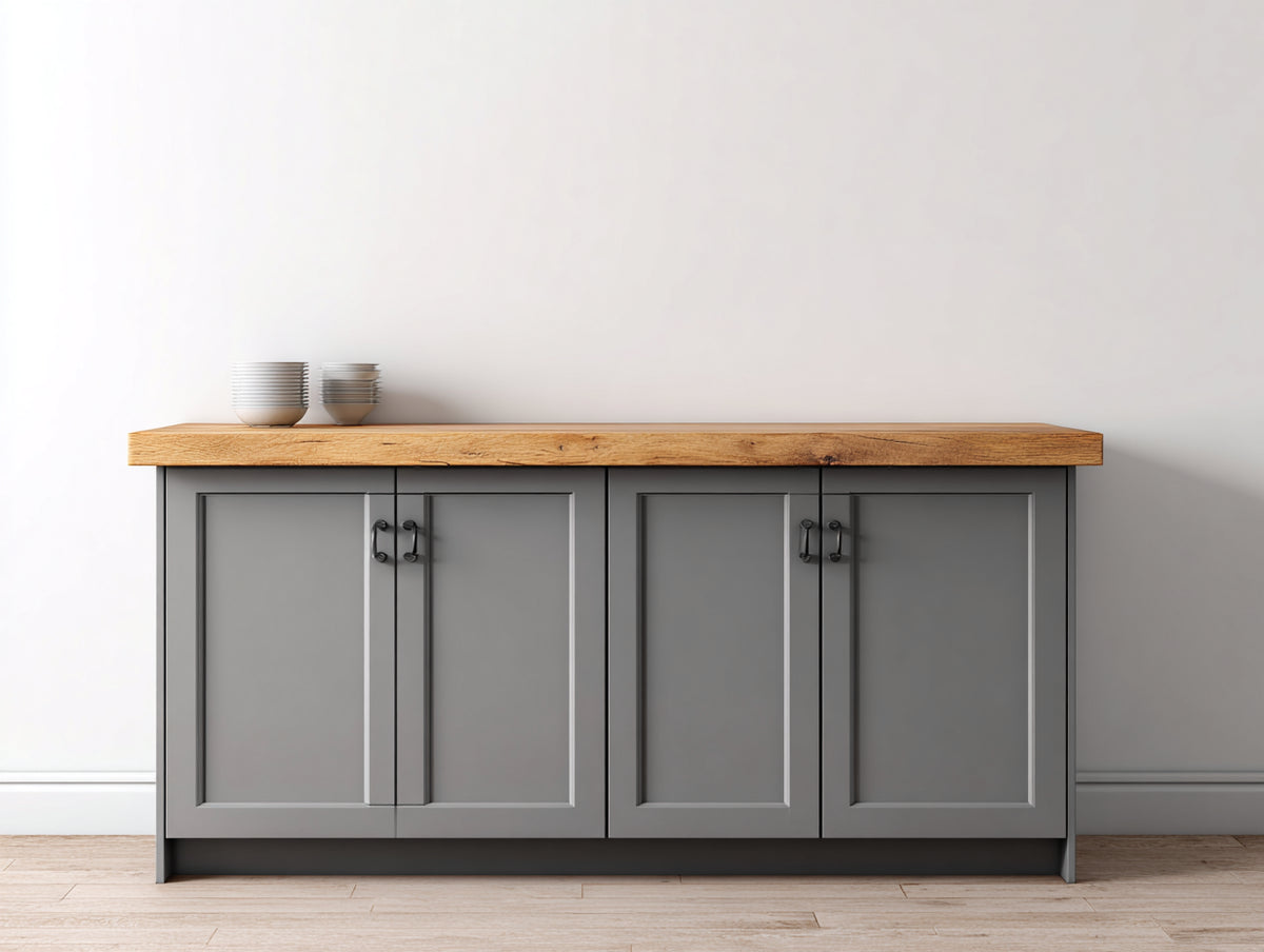 Credenza - Legno - 168x46x88 cm - Grigio-Marrone - Stile country moderno